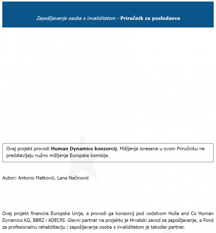 Zapošljavanje ososba s invaliditetom - priručnik za poslodavce